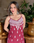 AstarQala - Bushra Rayon Chikankari Sleeveless Long Strap Kurti - - 457_da9c7d4c-29d7-4ac2-ad59-e048b6183bd5