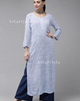 AstarQala - Sada Premium Viscose Georgette Long Lucknowi Chikankari Kurti For Women - - 465