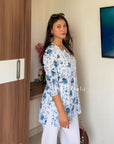 AstarQala - Rohini Mul Cotton Chikankari Kurti Top - - 496