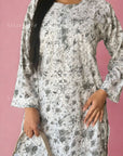 Zoya Mulmul Chikankari Printed Women's Kurta - Grey