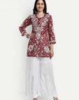 AstarQala - Aiish Straight Chiffon Chikankari Printed Short Kurta Top For Women - XXL - 57_343cf082-6c6e-4643-bde5-1cc8f21e1daf