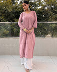 AstarQala - Mehar Chanderi Chikankari Straight Long Kurta For Women - - 60