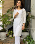 Gazala Rayon Straight Chikankari Kurta For Women - White