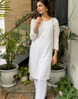 Gazala Rayon Straight Chikankari Kurta For Women - White