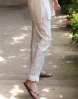 AstarQala - Shaima Premium Chanderi Chikankari Straight Pants For Women - White - - 65_e66104f5-5444-4a45-96fd-112f928cef8f