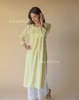 AstarQala - Bahaa Modal Long Chikankari Kurta For Women - Kurta & White Palazzo Set - 75_a63824af-a64b-4165-80b8-dad8dc0700e2