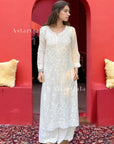 AstarQala - Kashf Modal Long Straight Chikankari Kurta & Kurta Set For Women - White - 90_de5f0939-a066-4e19-8c33-da622b6e5ecf