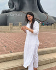 AstarQala - Hira Modal Long Straight Chikankari Kurta & Kurta Set For Women - White - 94_652a8047-dac1-4873-964a-2cdd879424d6