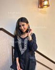 AstarQala - Heer Chikankari Rayon Straight Short Kurta Top - Black - AstarQala_-_Heer_Chikankari_Rayon_Straight_Short_Kurta_Top_-_Black_1