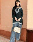 AstarQala - Heer Chikankari Rayon Straight Short Kurta Top - - AstarQala_-_Heer_Chikankari_Rayon_Straight_Short_Kurta_Top_-_Black_4