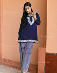 AstarQala - Heer Chikankari Rayon Straight Short Kurta Top - - AstarQala_-_Heer_Chikankari_Rayon_Straight_Short_Kurta_Top_-_Blue_3