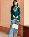 AstarQala - Heer Chikankari Rayon Straight Short Kurta Top - Green - AstarQala_-_Heer_Chikankari_Rayon_Straight_Short_Kurta_Top_-_Green_1
