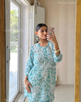 AstarQala - Iza Straight Chiffon Chikankari Printed Short Kurta Top For Women - - AstarQala_-_Iza_Straight_Chiffon_Chikankari_Printed_Short_Kurta_Top_For_Women_green_1