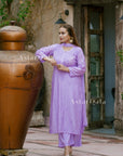 Bahar Premium Chanderi Chikankari Kurta Set For Women - Lavender