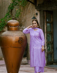 Bahar Premium Chanderi Chikankari Kurta Set For Women - Lavender