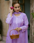 Bahar Premium Chanderi Chikankari Kurta Set For Women - Lavender
