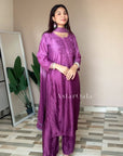 Bahar Premium Chanderi Chikankari Kurta Set For Women - Ombre Wine