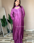 Bahar Premium Chanderi Chikankari Kurta Set For Women - Ombre Wine