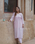 Bakheera Chanderi Chikankari Kurta & Kurta Set For Women - Light Pink