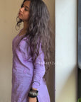 Eliza Mul Cotton Chikankari Short Kurti Top - Lavender