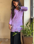 Eliza Mul Cotton Chikankari Short Kurti Top - Lavender