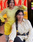 Eliza Mul Cotton Chikankari Short Kurti Top - Ombre Yellow