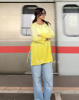 Eliza Mul Cotton Chikankari Short Kurti Top - Ombre Yellow