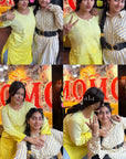 Eliza Mul Cotton Chikankari Short Kurti Top - Ombre Yellow