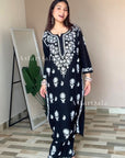 Faiza Chikankari Rayon Kurta Set - Black
