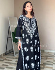 Faiza Chikankari Rayon Kurta Set - Black