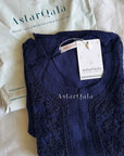 Gazala Rayon Straight Chikankari Kurta For Women - Navy Blue