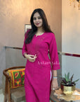 Gazala Rayon Straight Chikankari Kurta For Women - Magenta Pink