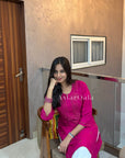 Gazala Rayon Straight Chikankari Kurta For Women - Magenta Pink