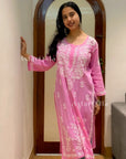 Hira Modal Chikankari Long Kurta – Pink