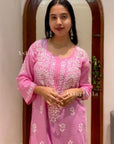 Hira Modal Chikankari Long Kurta – Pink