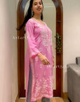 Hira Modal Chikankari Long Kurta – Pink