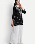 AstarQala - Hamna Rayon Chikankari Straight Short Kurta For Women - Black - Hamna_Rayon_Chikankari_Straight_Short_Kurta_For_Women_-_Black_1
