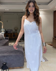 Kinza Premium Muslin Chikankari Strap Kurti - White