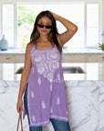 Kaya Strap Long Rayon Chikankari Kurti - Purple