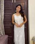 Kinza Premium Muslin Chikankari Strap Kurti - White