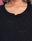 AstarQala - Safina Rayon Cotton Chikankari Solid Women's Long Kurta - - Safina_Rayon_Cotton_Chikankari_Solid_Women_s_Long_Kurta_AstarQala_black_5