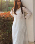 AstarQala - Bakheera Chanderi Chikankari Kurta & Kurta Set For Women - Kurta Set - chanderi-silk-white-handwork-chikankari-coord-set-257625