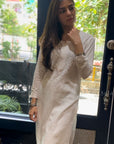 AstarQala - Razia Rayon Straight Chikankari Kurta For Women - White - White - gazala_Rayon_Straight_Chikankari_Kurta_For_Women_-white_1