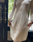 AstarQala - Razia Rayon Straight Chikankari Kurta For Women - White - - gazala_Rayon_Straight_Chikankari_Kurta_For_Women_-white_2