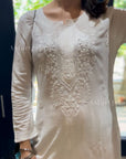 AstarQala - Razia Rayon Straight Chikankari Kurta For Women - White - - gazala_Rayon_Straight_Chikankari_Kurta_For_Women_-white_3
