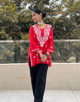 AstarQala - Hamna Rayon Chikankari Straight Short Kurta For Women - - hamna-rayon-chikankari-straight-short-kurta-for-women-astarqala-43737365053730