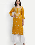 AstarQala - Sehar Rayon Straight Chikankari Kurta For Women - - sehar-rayon-straight-chikankari-kurta-astarqala-42570230333730