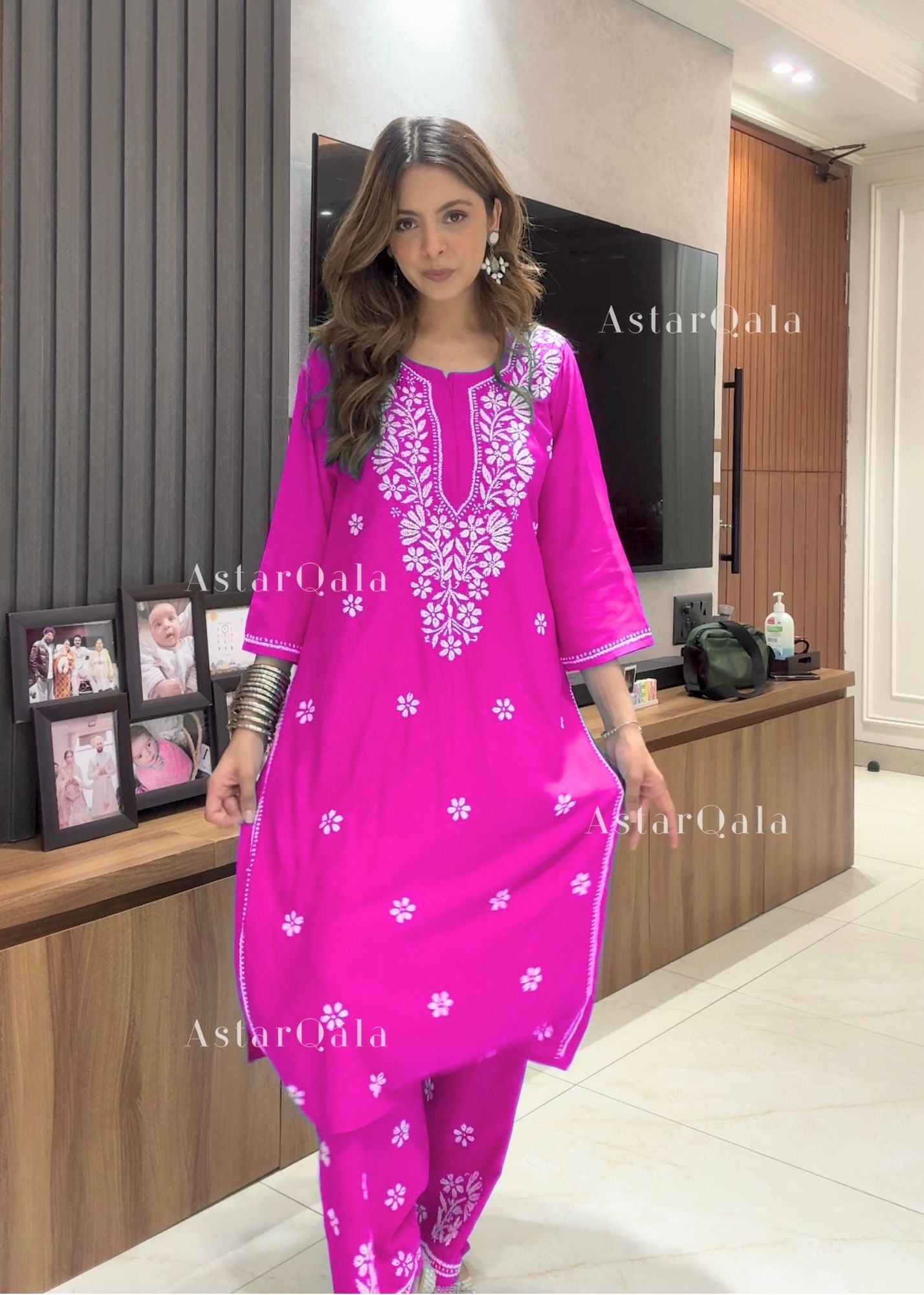 AstarQala - Ada Chikankari Rayon Straight Kurta Set For Women - - 101