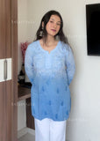 Eliza Ombre Mul Cotton Chikankari Short Kurti Top