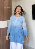 Eliza Ombre Mul Cotton Chikankari Short Kurti Top